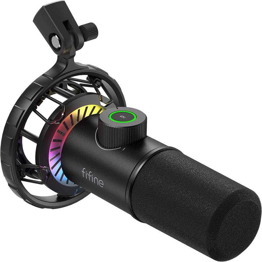 FIFINE K658 USBダイナミックマイク 単一指向性 3.5mmイヤホン出力端子