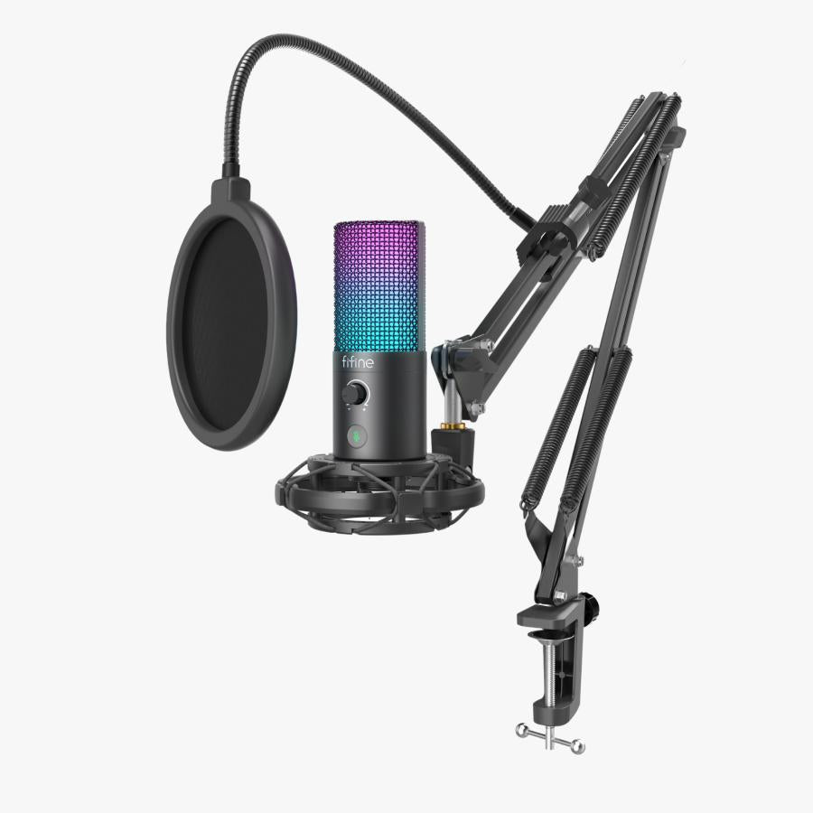 FIFINE T669 Pro USBコンデンサーマイク RGB 単一指向性 アーム